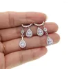 Stud Earrings Romantic Franch Selling Cubic Zirconia Classic Big Drop Crystal With Tiny CZ Luxury Bridal Wedding