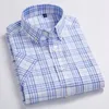 Мужские повседневные рубашки Высококачественные мужские повседневные оксфорды Рубашки для отдыха Дизайн в клетку Мужские рубашки для социальных сетей Мужские классические рубашки из 100% хлопка с коротким рукавом 230505