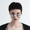 Party Masks CyberPunk Irregular steel Party Mask Gothic Punk Metal Mechanical Alien Fluid Face Ornament Earrings Jewelry Accessorie 230504