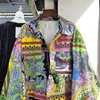 Women S Jackets 2023 가을 추상 패턴 인쇄 인쇄 데님 재킷 레이디스 패션 빈티지 긴 슬리브 탑 싱글 가슴 코트 230505