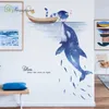 Bakgrundsbilder Cartoon Starry Sky Dolphin Cat Wall Stickers for Kids Rooms Bedroom Självhäftande klistermärke Bakgrund Väggdekoration Heminredning 230505