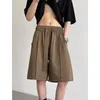 Mäns shorts sommardräkt män mode samhälle mens klär koreansk lös rak is silkbrun svart formell