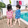 Childrens Buoyancy One piece Swimsuit Surfing Suit Boy Girls One Piece Swimming Cartoon Boxer Cute Baby