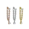 Stud Earrings Gold Silver Color Multi Piercing Luxury Earring Sparking 5A CZ Station Long Tassel Chain Vermeil Fashion Women Jewelry