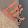 Ketens kleurrijke l hiphop dubbele keten zwarte geometrie hanger sleutelbeen luxe ketting voor vrouwen vrijdag verkoop sieraden cadeau