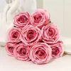 Dekorativa blommor 9heads Rose Bouquet Artificial Flower Wedding Decor Scene Display Floral Gift Pink White Camellia Dusty Blush Art