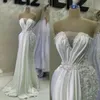 Wedding Glamorous Mermaid Dresses Strapless Pearls Applicants Zipper Satin Pleats Decoration Custom Made Plus Size Bridal Gown Vestidos De Novia