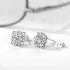 Stud Earrings Sterling Silver Ear Pin Shiny Women's Simulation Diamond 80 Point Raise Holes Live Broadcast With Goods