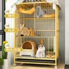 Porte-chats Cages simples en fer forgé maison grande Villa intérieure avec toilette maison fournitures modernes pour animaux de compagnie à trois étages