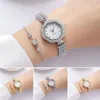 Montres-bracelets 2 pièces/ensemble montre Bracelet Kit cadran rond pointeur affichage marbre Surface mince bracelet minimaliste femmes Quartz montre-bracelet bracelet