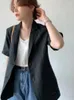 Ternos femininos 2023 Blazer feminino linho de algodão Casaco de manga curta solta Blazers de cor sólida casual para mulheres elegantes elegantes