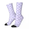 Chaussettes homme hommes hommes Harajuku violet damier chaussette Nodic géométrie Sport femme printemps été automne hiver