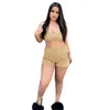 Women's Tracksuits 2023 Summer Two Piece Sets Women Pieces Outfits Backless Crop Top Biker Shorts 2 Set Clothing Wholesale