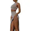 Conjunto de falda de vestido de dos piezas Traje de mujer Ropa Y2K Traje sexy de verano Top recortado y ropa femenina elegante elegante dividida 230504