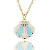 Pendant Necklaces Boho Enamel Ccallop Shells Shape High Quality Copper Gold Plated Choker For Women Summer Beach Party Jewelry