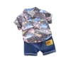 Kläder set baby casual kläder set tecknad dinosaurie skjorta shorts kostymer pojke korta ärmkläder kläder barn resor slitage 230505