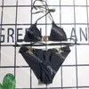 Mode bikini designer kvinnor sexiga baddräkter lyx varumärke backless sling badkläder textil bokstav tryckt glitter baddräkt