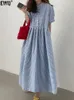 Sıradan Elbiseler EWQ Modern Lady Güzel Elbise Kore Şık Giysileri Kadın Yaz Vestidos Kadın Zarif Mürettebat Boyun Kontrol Çübü 16Y1941 230505