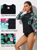 Wetsuits drysuits anfilia dames lange mouw uitslag bewaker shirts zwemkleding rash guard top surf top bloemen printen close fitting shirt upf 50 j230505