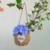 Flores decorativas grinaldas pendentes de boas -vindas cesta de cabide da primavera com cordão simples folhas verdes decoração de casa de guirlanda