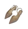 Geklonken sandalen dames 2023 nieuwe puntige enkele schoenen platte schoenen lakleer leer baotou temperament hoge hak damesschoenen33-41
