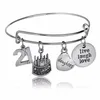 Bangle Live Laugh Love Bangles Chic Birthday Cake Number 21 Armband Daughter Heart Girl Women Family Charm Jewelry Party Gift Souvenir