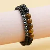 Strand naturel hématite rond noir perlé Bracelet ensemble mode cheval marron deux pièces bijoux ornements