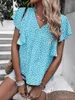 Women's Blouses 2023 Women Printed Dot Shirt Ruffles Casual Summer Clothes Sexy V-neck Tops Europe And America Blouse Drop Shippjng