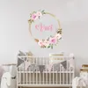 Fonds d'écran Nom personnalisé Pivoine Fleurs Fille Pépinière Stickers Muraux Peler et Coller Vinyle Stickers Muraux Bébé Enfants Chambre Intérieur Décor À La Maison Cadeaux 230505