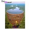 Stitch Ever Moment Diamond Diy Diamond Paint croce Bookshelfshelf Forest River Reading Time Mosaic ASF987