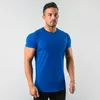 Erkek tişörtler şık sade üstleri fitness fitness tişört kısa kollu kas joggers vücut geliştirme tiş
