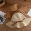 Szerokie brzegowe czapki słodkie lady słoneczne hat lekki pasek pasek przenośny letni wakacje dla kobiet na plaży słomy anty-uv