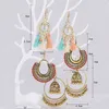 Ethnische indische Glocken Quaste Ohrringe Set für Frauen Bohemian Vintage Gold Metall geometrische Tropfen Ohrringe Jhumka Schmuck