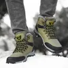 Buty bezpieczeństwa zimowe buty z futrzanymi ciepłymi śniegiem Niepoślizgowe mężczyźni robiąc buty zwykłe wodoodporne skórzane trampki wysokie kostki plus rozmiar 230505
