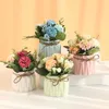 Kwiaty dekoracyjne sztuczne rośliny bonsai hortensja sztuczna mini roślina doniczkowa do dekoracji stołu domowego na przyjęcie ślubne