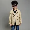 服用のテンチコートコート4-12歳の子供アウターの子供たちのトレンチボーイ因果男の子クラシック紳士