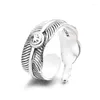 Anillos de racimo 698FJ 699FJ ZFSILVER Silver S925 Moda Moda Ajustable Retro Clásico Anillo de plumas de lujo para hombres Mujeres Fiesta de bodas