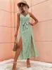 Casual Kleider Fitshinling 2023 Sommer Wrap Langes Kleid Frauen Urlaub Bohemian Slim Sexy Split Boho Maxi Weibliche Ärmellos Pareo Vestido