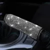 New Bling Women Grils Car Accessories Handbrake Gear Shift Rearview Mirror Armrest Cover Shoulder Pad Rhinestone Decoration Set
