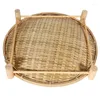 プレートA50I 3X手作り織物の竹のフルーツバスケットパンオーガナイザーキッチンストレージ装飾的な丸板付きブラケット付き