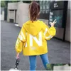 Down Coat Big Size Spring Autumn Girls Jacket 2021 Style Letter Hooded Sweater For Kids Children Birthday Gift Outerwear J220718 Dro Dhrbx