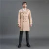 Hommes Trench Coats Hommes Style Britannique Manteau Printemps Automne Coupe-Vent Mi Long Noir Mens Business Casual Streetwear