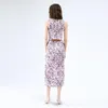 Casual Dresses Miyake Pleated Floral Elegant Dress Summer 2023 Fashion Two-piece A-line V-neck Temperament Skinny Long Women