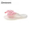 Kapcia Comemore Women Home Flat Kupki Bow Designer Sandały Sandały Letnie Slajdy Slajdy Łazienka Kobieta Zatknięcie Flip Flop Platforme Buty 230505