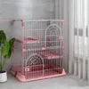 Porte-chats 70x50x89cm, Cage en fil métallique, Villa pour animaux de compagnie, comprend 2 étagères perchoirs, parc détachable, nid pour chaton, maison avec échelle