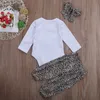 Clothing Sets 0-24Months Leopard Heart Printed Long Sleeve Bodysuits Pants Headband 3pcs Set For Born Infant Baby Girls Clothes