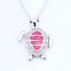 Pendant Necklaces Fashion Jewelry Silver Plated Bohemia Women Birthday Party Tortoise Fire Opal Chain Necklace OP059