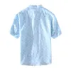 Chemises décontractées pour hommes Chemises d'été pour hommes Col rabattu Manches courtes Hauts décontractés Coton Lin Mode japonaise Imprimer Slim Fit Vêtements Nouveau 230505