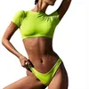 Bikini Solid Color Hollow Low Waist Burst Swimwear