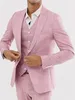 Costumes pour hommes Blazers rose lin costumes de mariage d'été pour hommes coupe ajustée mode marié Tuxedos personnalisé 3 pièces veste pantalon gilet Terno Masculino 230505